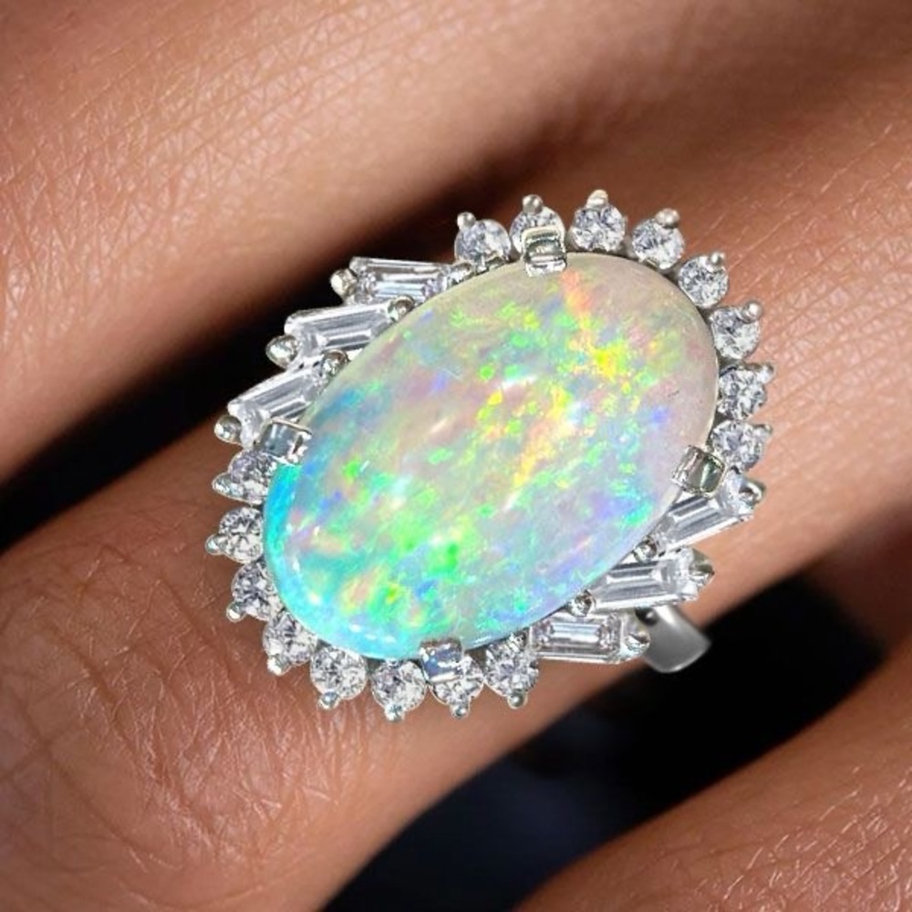 Elegant Opal and Diamond Ring